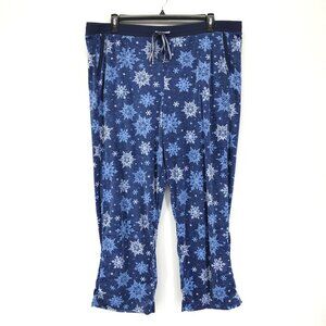 Nautica Fleece Snowflake Pajama Pants Women's Plus XXL Blue Sleepwear Winter